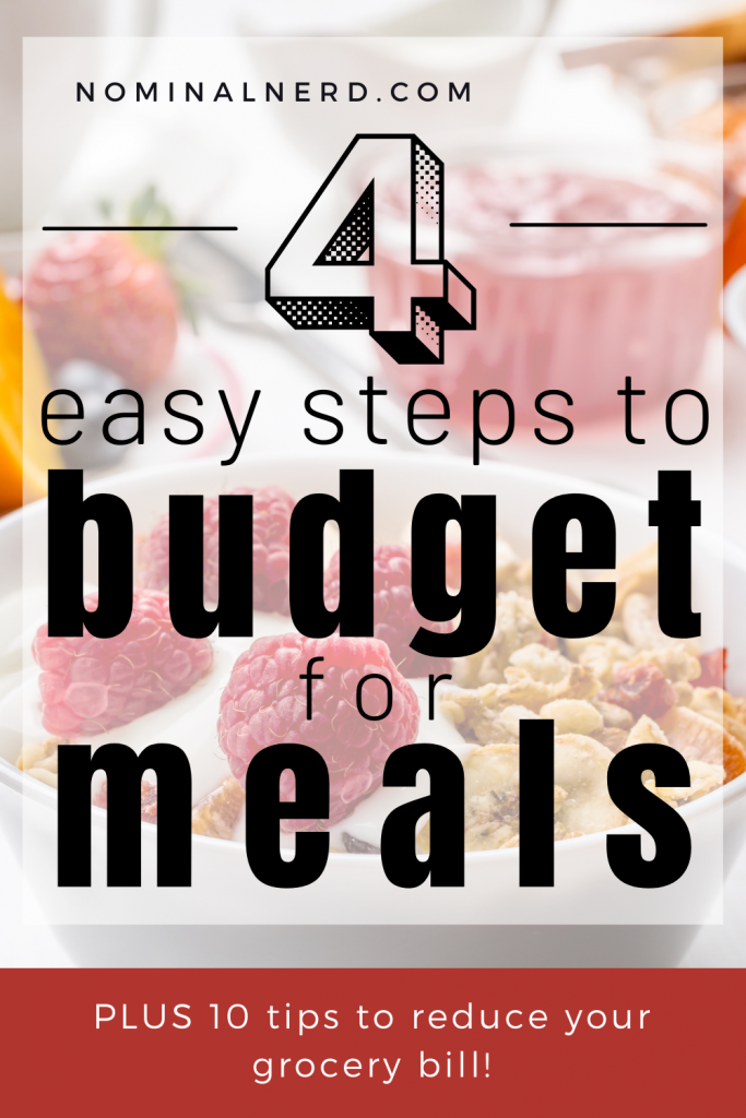 Do you go over budget often when grocery shopping? I've got 4 easy steps for budgeting for meals, plus tips to save top dollar at the grocery store! budgeting for meals | grocery budget | food budget | save money at grocery store